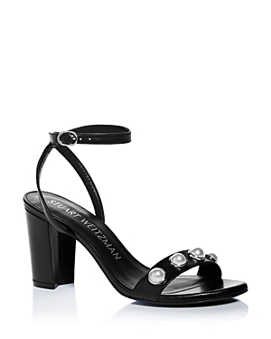 Shop Stuart Weitzman Women's Nearlybare Portia Ankle Strap Sandals In Black