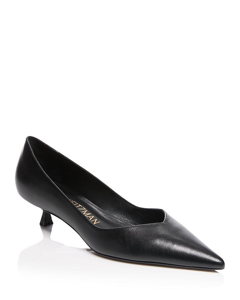 Stuart Weitzman Eva Kitten Heel Pointed Toe Pump In Black