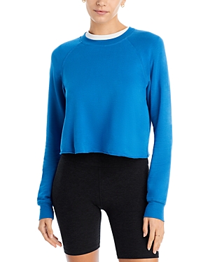 Shop Splits59 Warm Up Crop Fleece Sweatshirt In Stone Blue