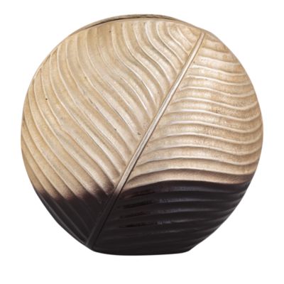 Classic Touch - Embossed Gold & Brown Tone Round Vase, 11"