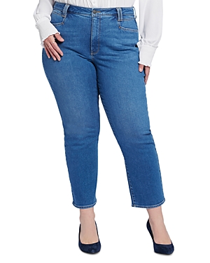 Nydj Plus High Rise Relaxed Straight Ankle Jeans In Rockford