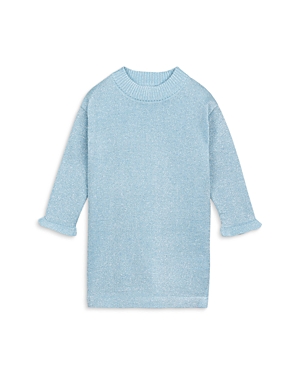 Miles The Label Girls' Metallic Knit Sweater Dress - Baby In Light Blue