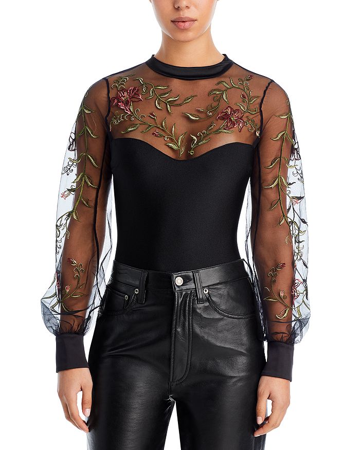 Thistle and Spire Livia Floral Embroidered Bodysuit | Bloomingdale's