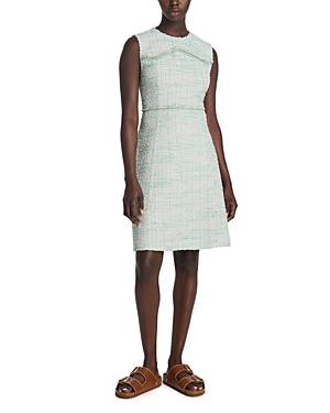 Shop St John Textured Tweed Dress In Mint/ecru Multi