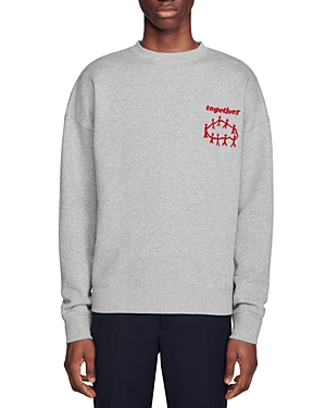 Sandro Brushed Fleece Long Sleeve Graphic Sweatshirt