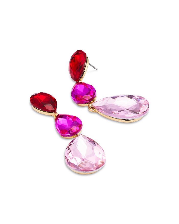 Shop Aqua Tear Shape Triple Crystal Statement Earrings - 100% Exclusive In Pink