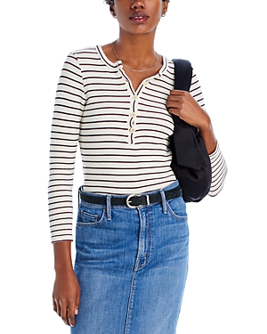 Shop Mother The Itty Bitty Pixie Striped Thermal Tee In Strip Tease