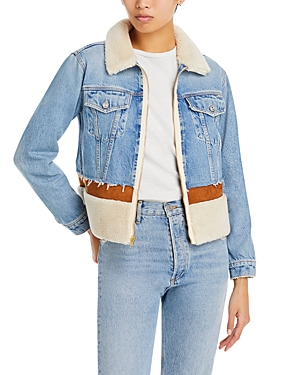 MOTHER THE CUT AND PASTE DENIM COMBO JACKET