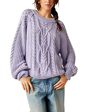Shop Free People Frankie Cable Sweater In Heavenly Lilac