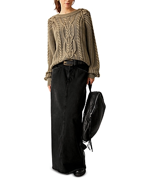 Shop Free People Frankie Cable Sweater In Olive Stone