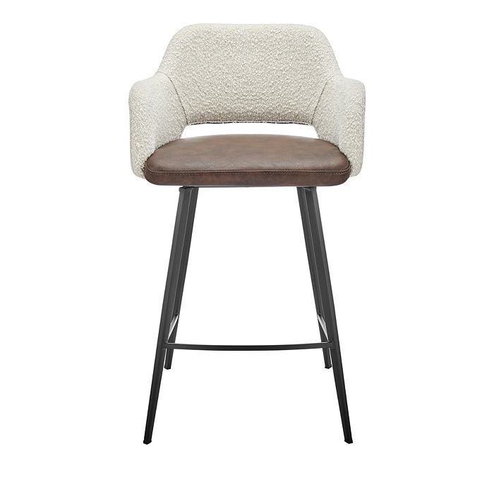 Euro Style Desi Swivel Counter Stool With Black Base In Ivory
