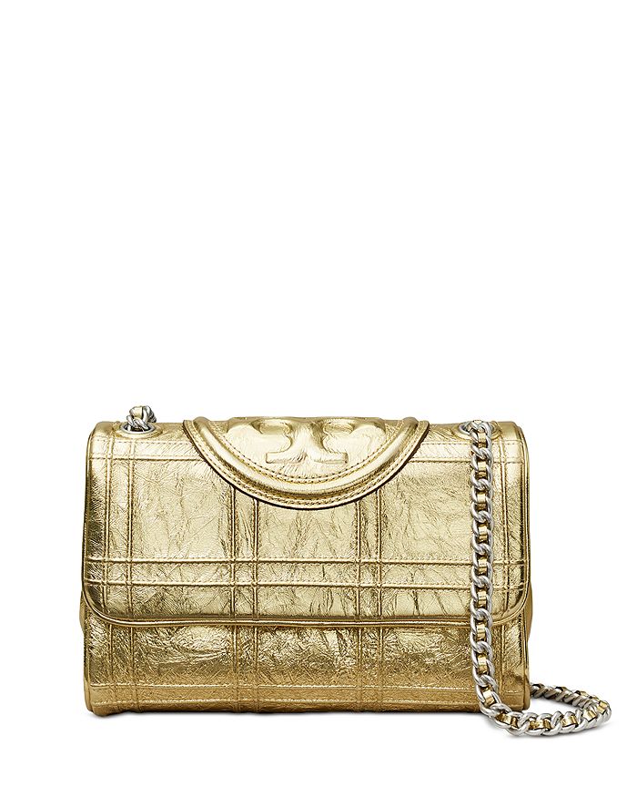 Tory Burch Fleming Soft Metallic Quilted Small Shoulder Bag ...
