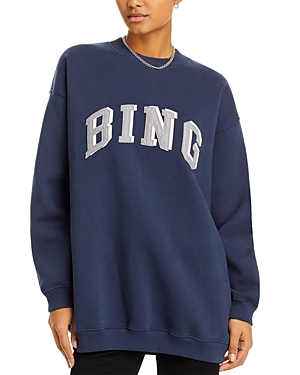 Shop Anine Bing Tyler Logo Sweatshirt In Navy