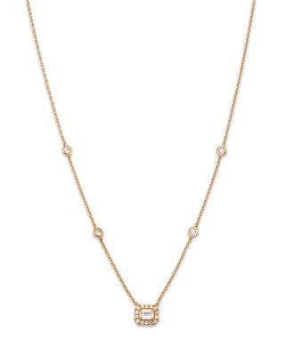 Bloomingdale's Fine Collection - Diamond Emerald Cut Halo Pendant Necklace in 14K Yellow Gold, 0.60 ct. t.w.