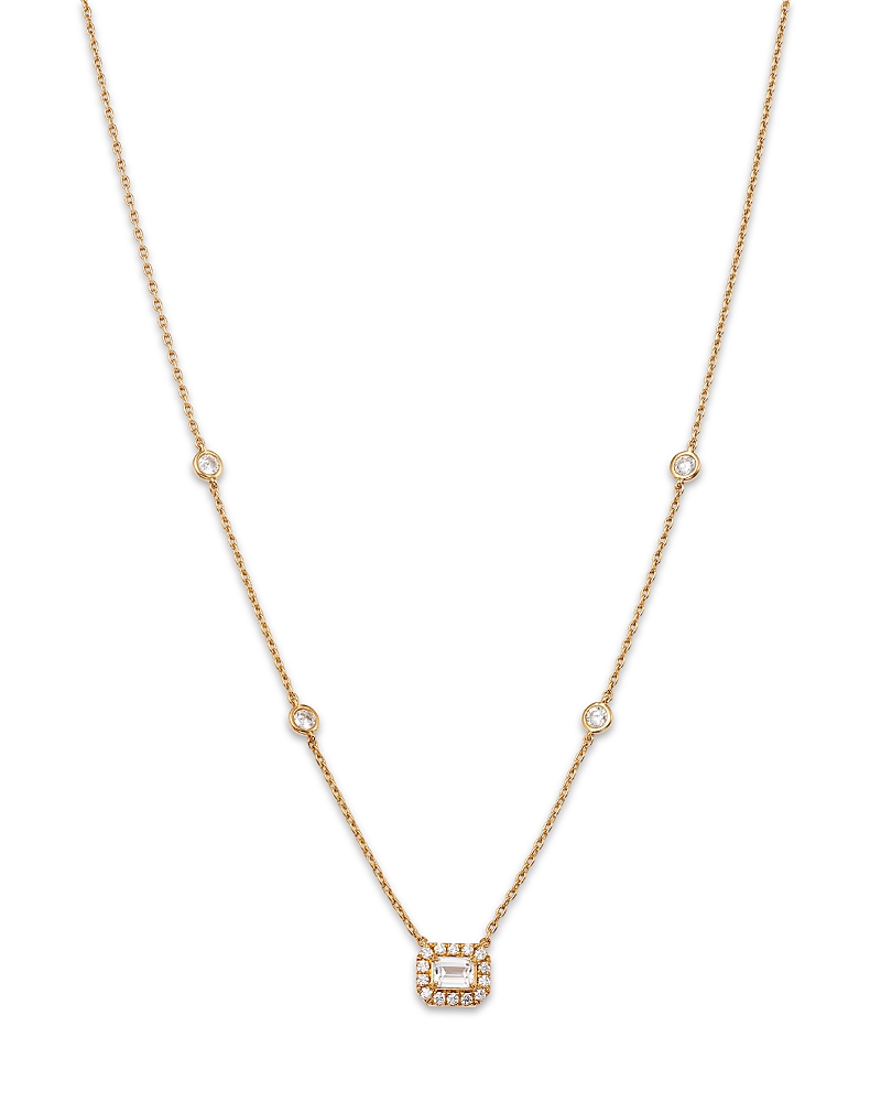 Bloomingdale's Fine Collection Diamond Emerald Cut Halo Pendant Necklace in 14K Yellow Gold, 0.60 tcw