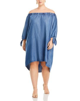 Julie Off-the-Shoulder Chambray Dress