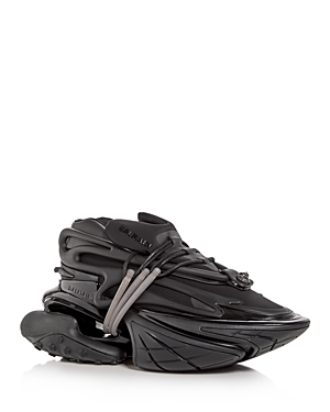 Balmain Neoprene And Leather Low-top Unicorn Sneakers In Black