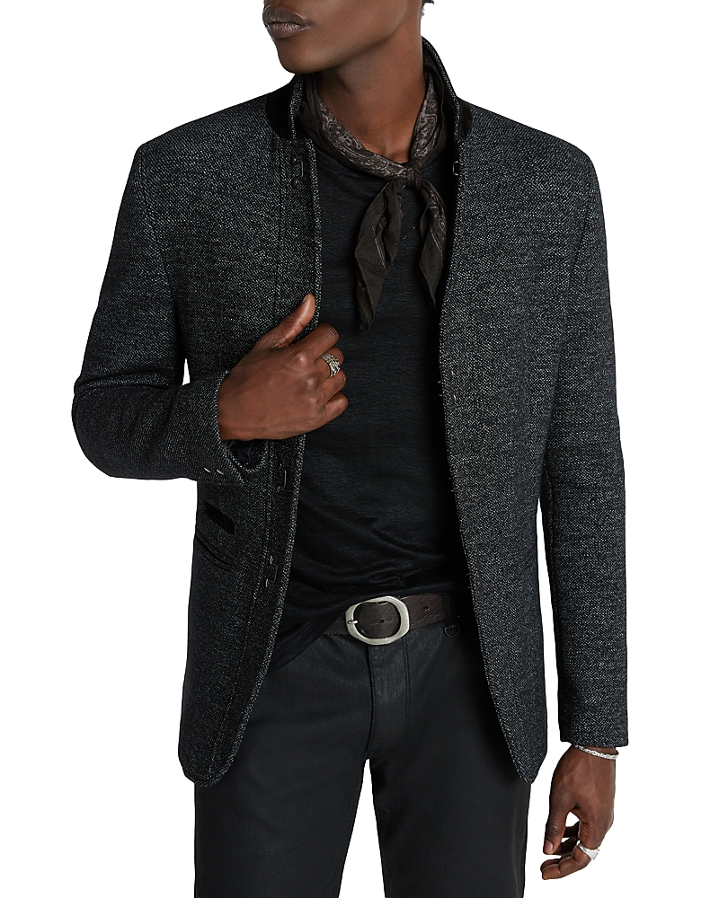 John Varvatos Slim Fit Stud Placket Wool Blend Blazer In Steel Gray