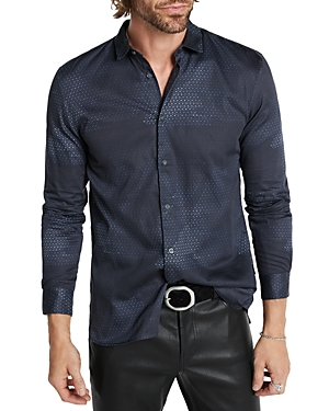 Shop John Varvatos Ross Cotton Slim Fit Button Down Shirt In Navy
