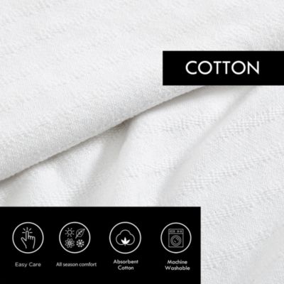 All Over Rib White Cotton Blanket, Full/Queen
