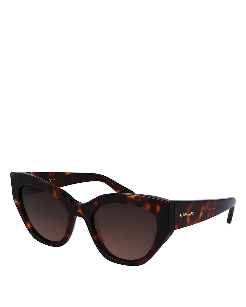 Ferragamo Classic Logo Acetate Cat-eye Sunglasses In Tortoise/brown Gradient