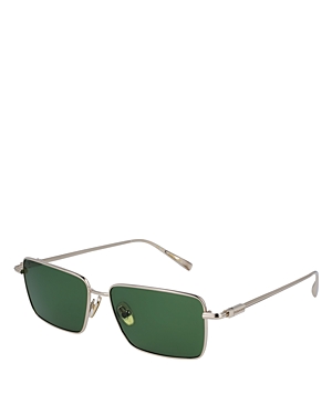 Ferragamo Prisma Rectangular Metal Sunglasses, 57mm In Gold/green Solid