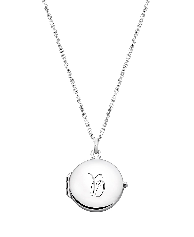 Tiny Blessings Girls' Sterling Silver Round Locket & Engraved Initial 14-16 Necklace - Children In Silver - B