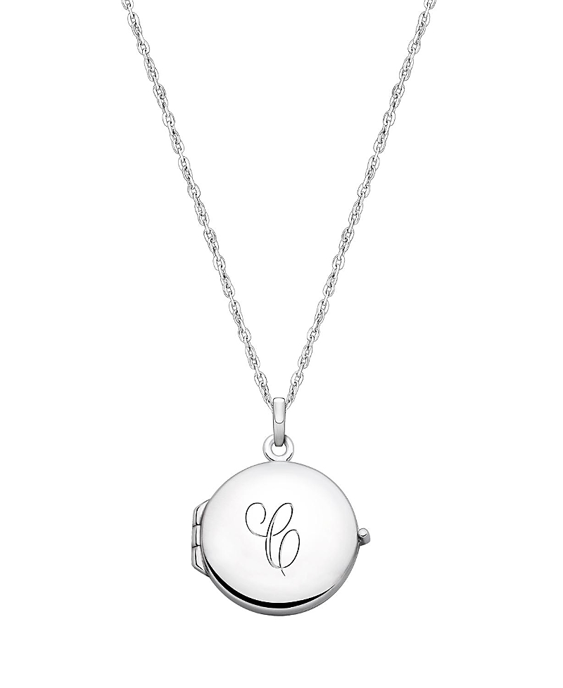 TINY BLESSINGS GIRLS' STERLING SILVER ROUND LOCKET & ENGRAVED INITIAL 14-16" NECKLACE - CHILDREN