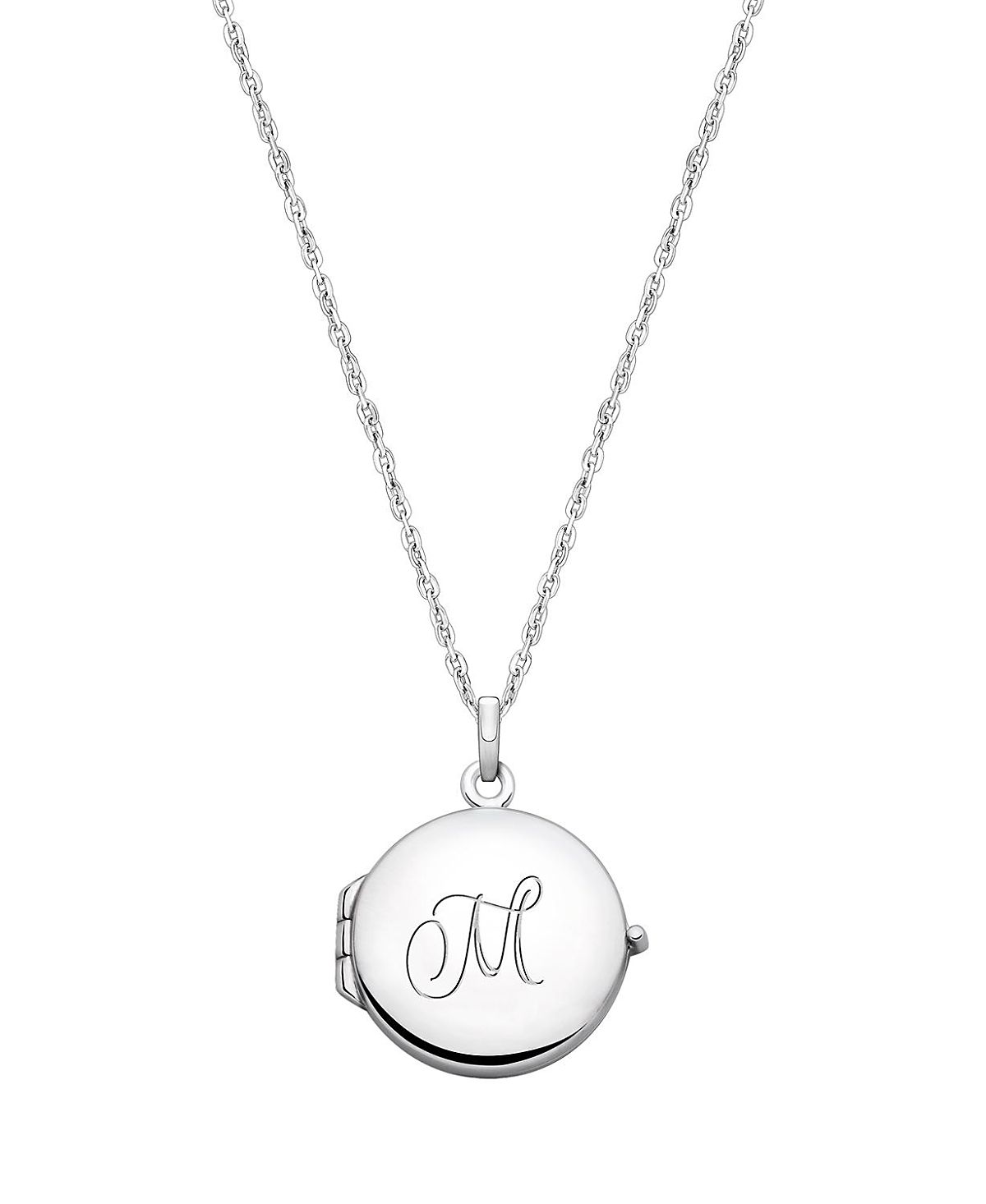 Tiny Blessings Girls' Sterling Silver Round Locket & Engraved Initial 14-16" Necklace - Children