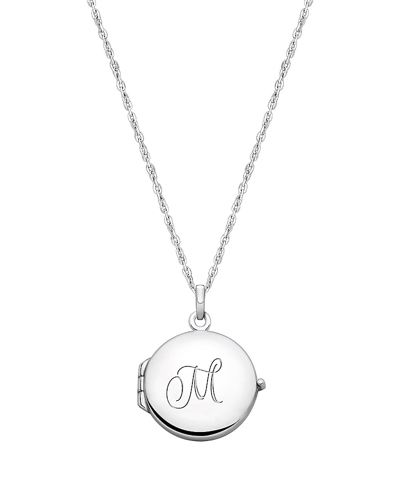 TINY BLESSINGS GIRLS' STERLING SILVER ROUND LOCKET & ENGRAVED INITIAL 14-16" NECKLACE - CHILDREN