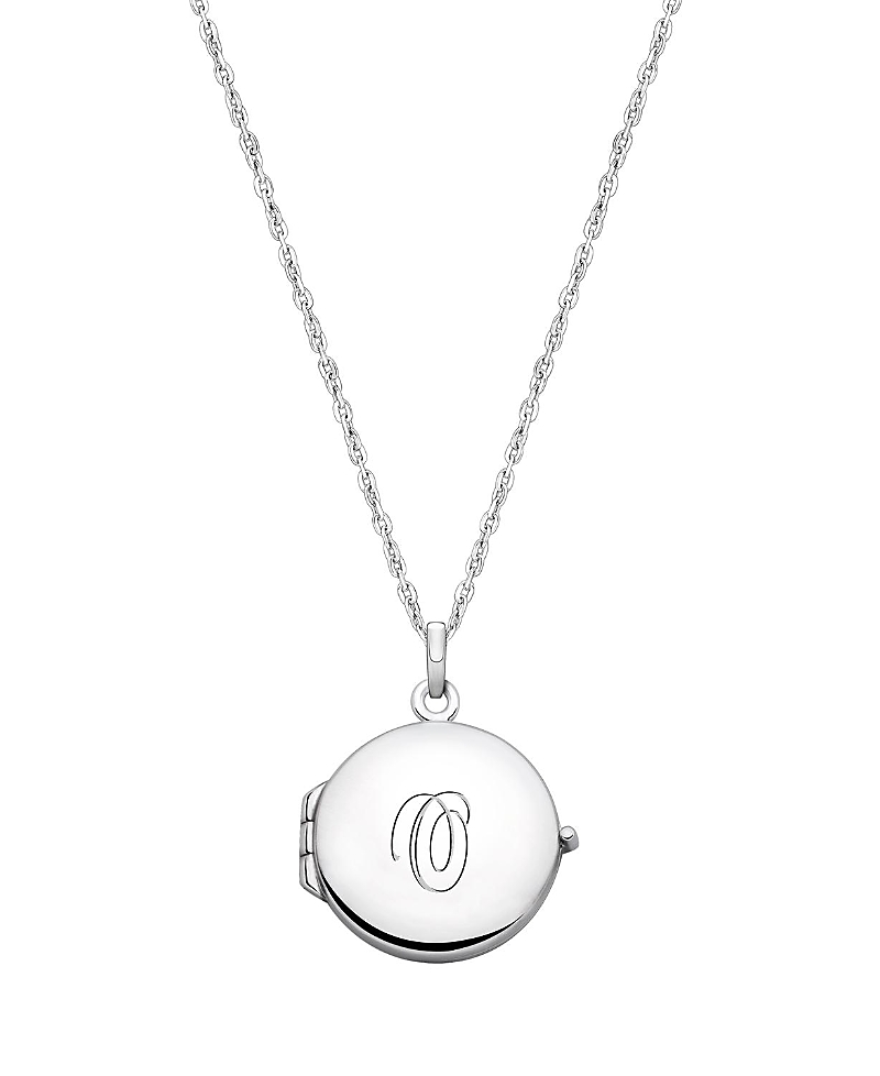 TINY BLESSINGS GIRLS' STERLING SILVER ROUND LOCKET & ENGRAVED INITIAL 14-16" NECKLACE - CHILDREN
