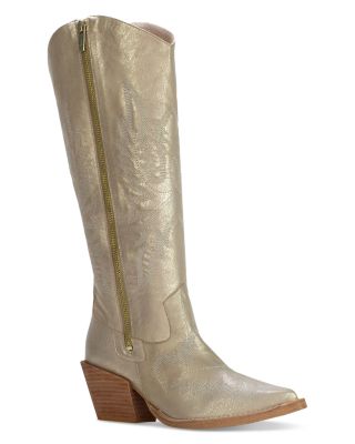 Donald Pliner Kaytee Pointed Toe Western Boot In Pale Gold