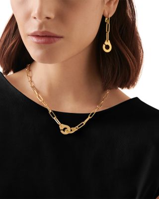 18K Yellow Gold Menottes Interlocking Clasp Open Link Necklace, 17.5"