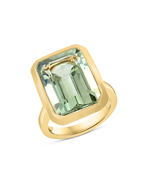 Shop Bloomingdale's 14k Yellow Gold Prasiolite Ring - 100% Exclusive In Green/gold