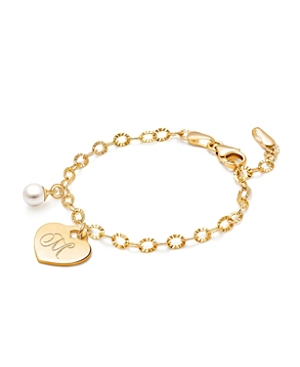Tiny Blessings Girls' 14k Gold Classic Charm Bracelet & Engraved Initial 6.25 Bracelet - Baby, Little Kid, Big Kid In 14k Gold - M