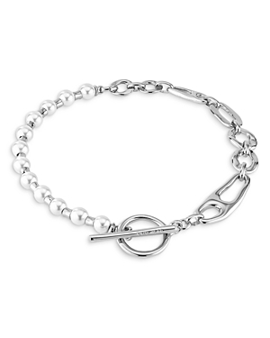 Uno De 50 Imitation Pearl & Match Necklace, 15.75 In Silver/white