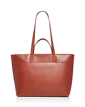 Shop Madewell The Zip-top Essential Tote In Leather In Warm Cinnamon