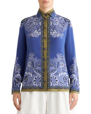 ETRO graphic-print silk shirt - Blue