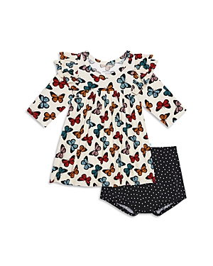 Posh Peanut Kids' Girls' Larisa Butterfly Print Dress & Bloomers Set - Baby In Open Beige