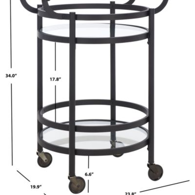 Sienna Black 2 Tier Round Bar Cart