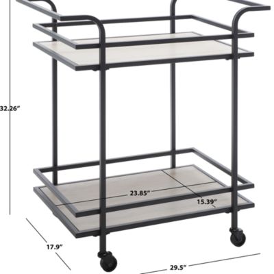 Lameris 2 Tier Matte Black Bar Cart with Handles