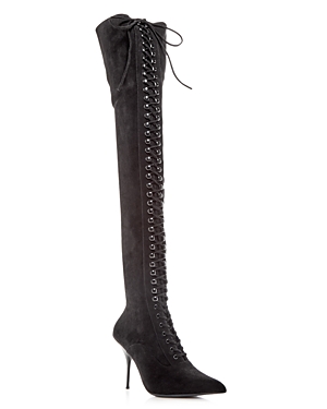 Jeffrey Campbell Women's Burned Over The Knee Boots In Black Suede