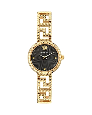 Shop Versace Greca Goddess Watch, 28mm In Black/gold