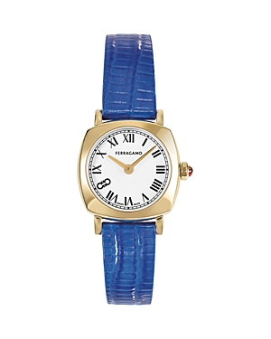 Shop Ferragamo Soft Square Watch, 23mm In White/blue