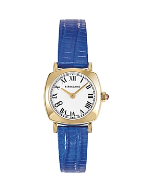 Ferragamo Soft Square Watch, 23mm In White/blue