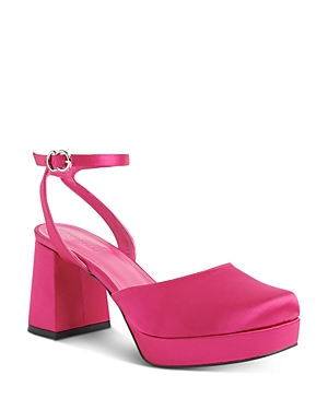 Shop Whistles Women's Estella Satin Ankle Strap Platform Pumps In Pink