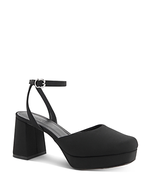Shop Whistles Women's Estella Satin Ankle Strap Platform Pumps In Black