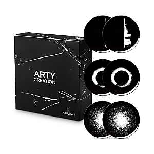 Degrenne Paris Arty Creation Gift Boxed Round Plates, Set Of 6 In Black