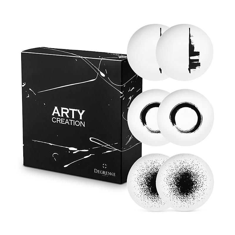 Degrenne Paris Arty Creation Gift Boxed Round Plates, Set Of 6 In White