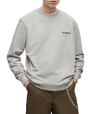 Allsaints Underground Organic Cotton Graphic Sweatshirt In Pipe Grey